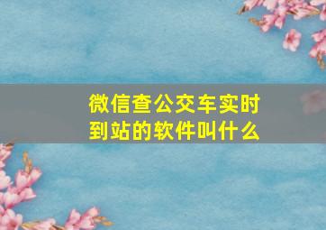 微信查公交车实时到站的软件叫什么