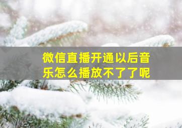 微信直播开通以后音乐怎么播放不了了呢