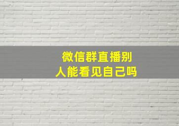 微信群直播别人能看见自己吗