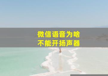 微信语音为啥不能开扬声器