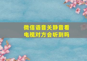 微信语音关静音看电视对方会听到吗