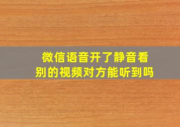 微信语音开了静音看别的视频对方能听到吗