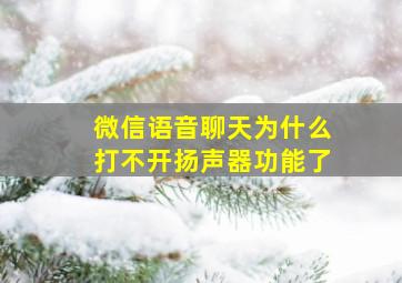 微信语音聊天为什么打不开扬声器功能了