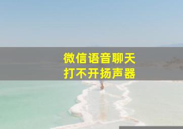 微信语音聊天打不开扬声器