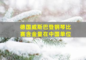 德国威斯巴登钢琴比赛含金量在中国单位