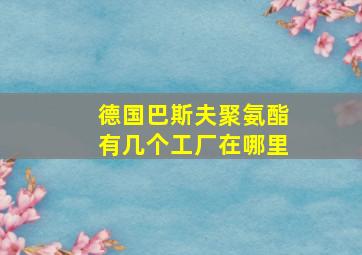 德国巴斯夫聚氨酯有几个工厂在哪里