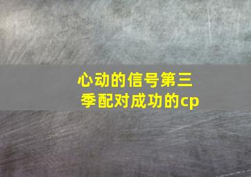 心动的信号第三季配对成功的cp