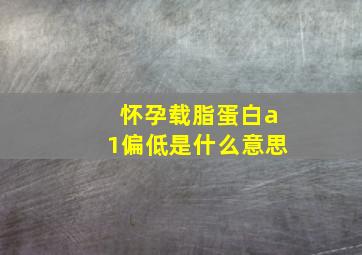 怀孕载脂蛋白a1偏低是什么意思