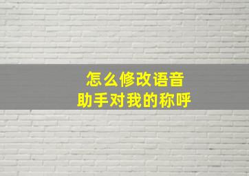 怎么修改语音助手对我的称呼