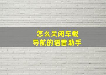 怎么关闭车载导航的语音助手