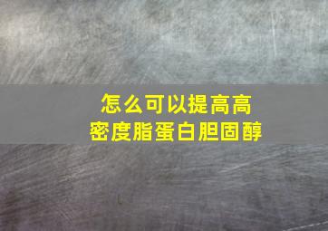 怎么可以提高高密度脂蛋白胆固醇