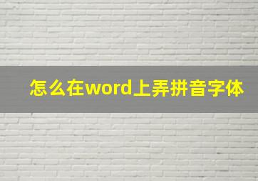 怎么在word上弄拼音字体