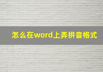 怎么在word上弄拼音格式