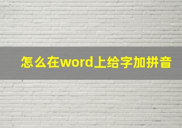 怎么在word上给字加拼音