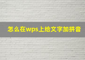 怎么在wps上给文字加拼音