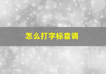 怎么打字标音调