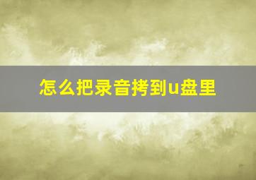 怎么把录音拷到u盘里