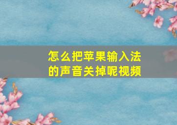 怎么把苹果输入法的声音关掉呢视频