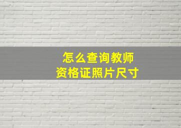 怎么查询教师资格证照片尺寸