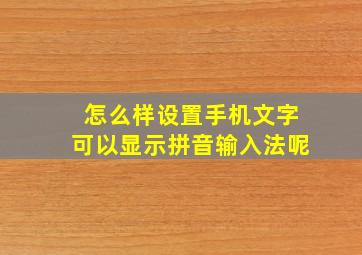 怎么样设置手机文字可以显示拼音输入法呢