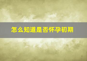 怎么知道是否怀孕初期