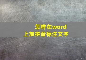 怎样在word上加拼音标注文字