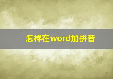 怎样在word加拼音