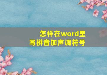 怎样在word里写拼音加声调符号