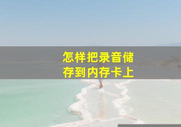 怎样把录音储存到内存卡上