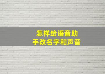 怎样给语音助手改名字和声音