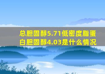 总胆固醇5.71低密度脂蛋白胆固醇4.03是什么情况