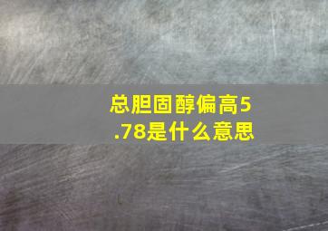 总胆固醇偏高5.78是什么意思