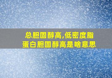 总胆固醇高,低密度脂蛋白胆固醇高是啥意思