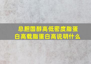 总胆固醇高低密度脂蛋白高载脂蛋白高说明什么