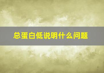 总蛋白低说明什么问题