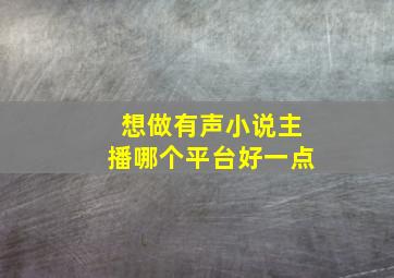 想做有声小说主播哪个平台好一点