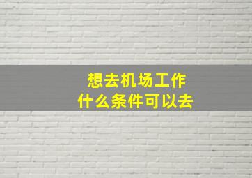 想去机场工作什么条件可以去