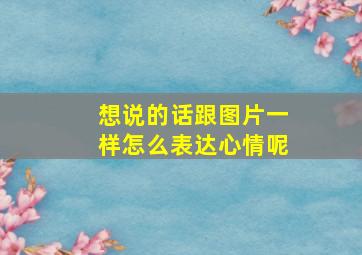 想说的话跟图片一样怎么表达心情呢