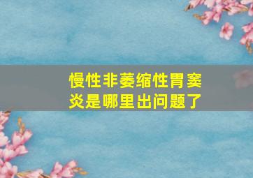 慢性非萎缩性胃窦炎是哪里出问题了