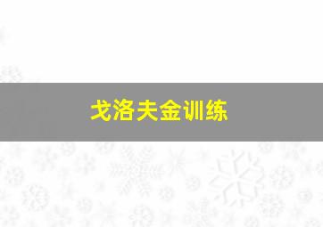 戈洛夫金训练