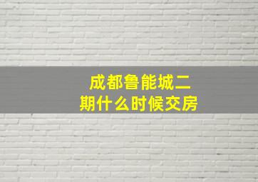 成都鲁能城二期什么时候交房