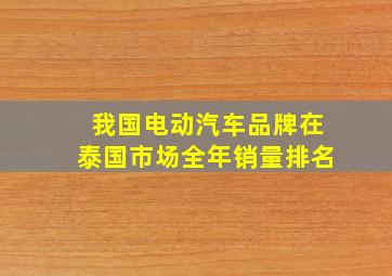 我国电动汽车品牌在泰国市场全年销量排名