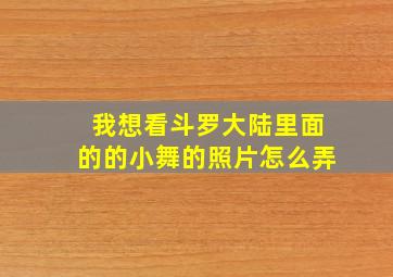 我想看斗罗大陆里面的的小舞的照片怎么弄