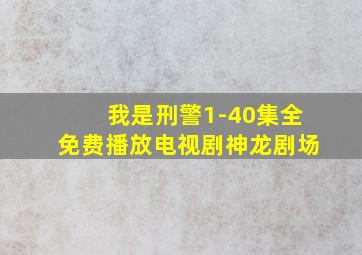 我是刑警1-40集全免费播放电视剧神龙剧场