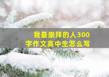 我最崇拜的人300字作文高中生怎么写