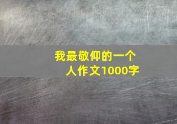 我最敬仰的一个人作文1000字