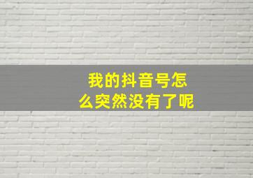 我的抖音号怎么突然没有了呢