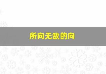 所向无敌的向