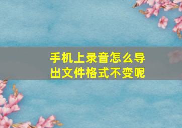 手机上录音怎么导出文件格式不变呢