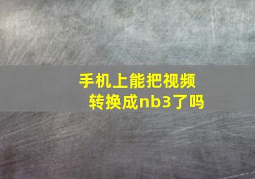 手机上能把视频转换成nb3了吗